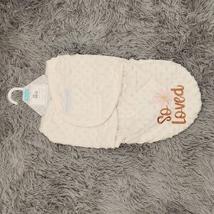 White "So Loved" Cribmates Super Soft swaddle sack